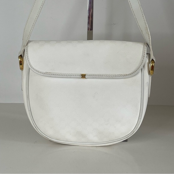 Gucci GG Supreme Vintage White Leather Canvas Crossbody Bag - Picture 3 of 15